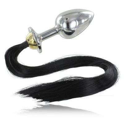 METAL HARD - STEEL ANAL PLUG WITH TAIL 8.89CM METAL HARD