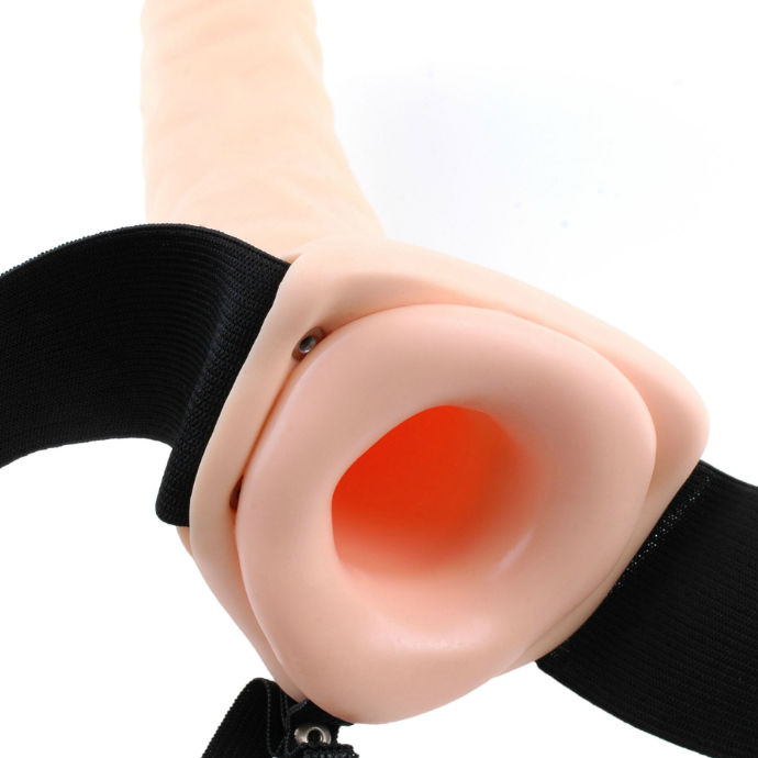 FETISH FANTASY SERIES - 19 CM VIBRATING HOLLOW STRAP-ON BROWN FETISH FANTASY SERIES