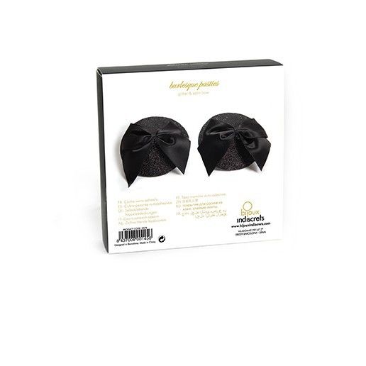 BIJOUX - BURLESQUE SHINY NIPPLE COVERS WITH BOW BIJOUX BURLESQUE PASTIES