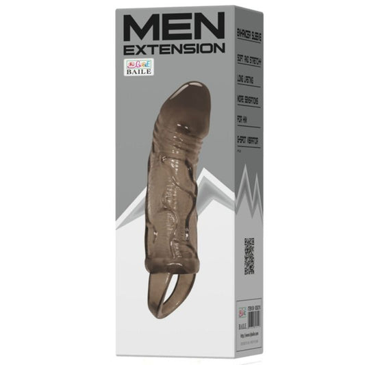 BAILE - FUNDA EXTENSORA DE PENE CON CORREA PARA TESTÍCULOS NEGRA 13.5 CM