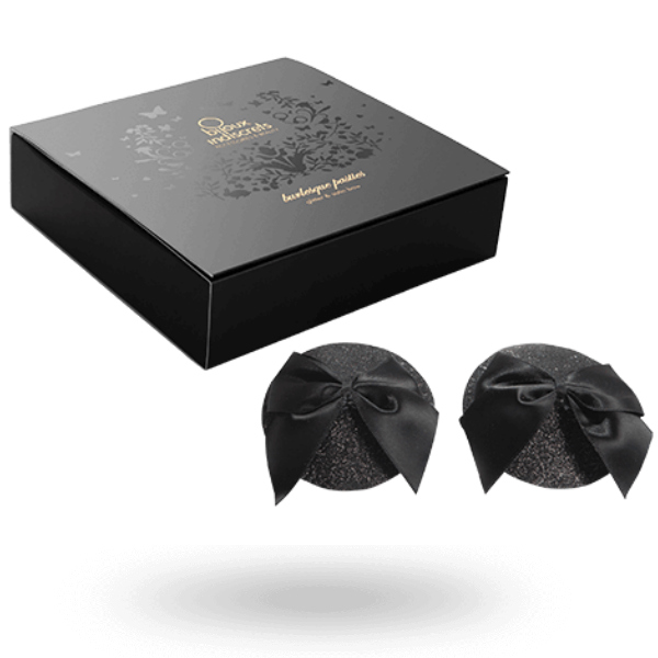BIJOUX - BURLESQUE SHINY NIPPLE COVERS WITH BOW BIJOUX BURLESQUE PASTIES