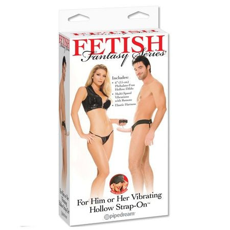 FETISH FANTASY SERIES - HOLLOW VIBRATOR HARNESS FOR HIM AND HER NATURAL 14CM FETISH FANTASY SERIES