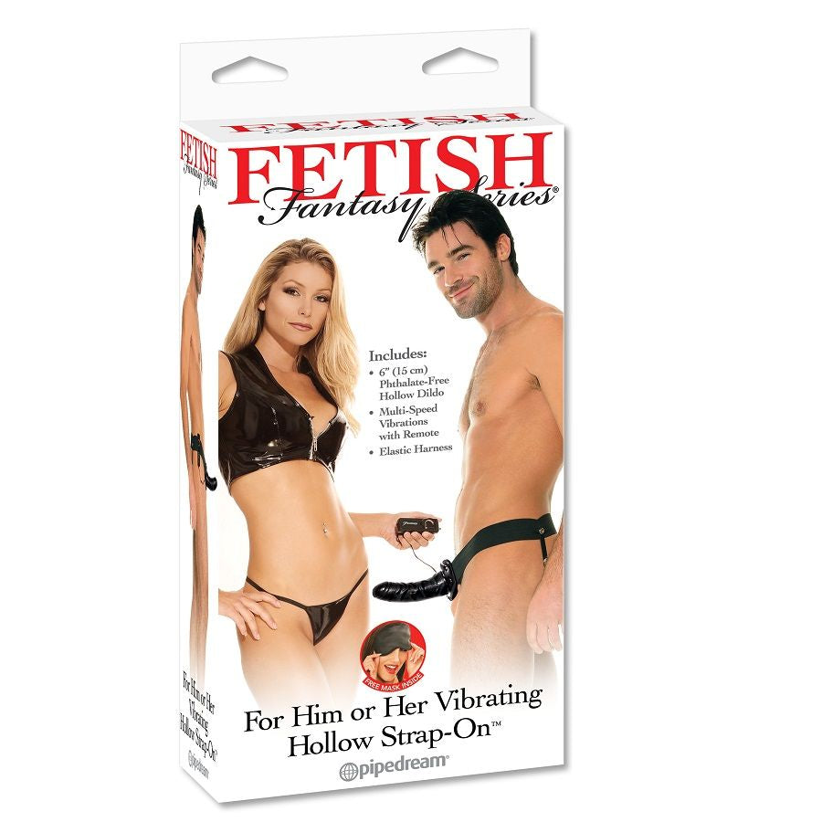 FETISH FANTASY SERIES - VIBRATING HOLLOW STRAP-ON FOR HER OR HIM BLACK FETISH FANTASY SERIES