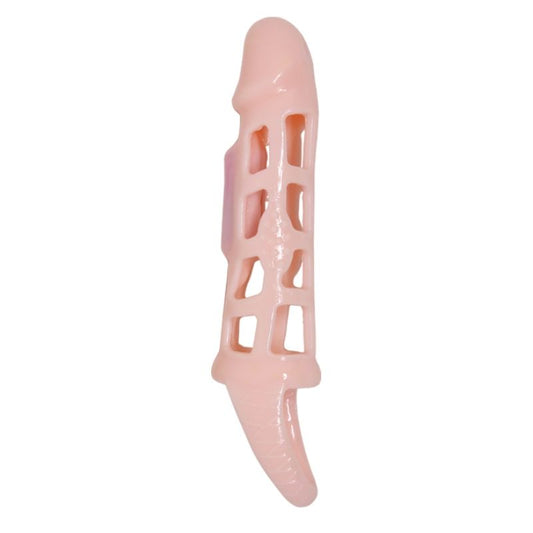 BAILE - PROLUNGATORE PER PENE CON VIBRAZIONE E CINTURINO NATURALE 13,5 CM