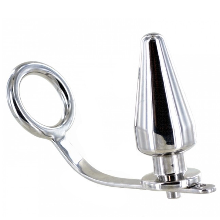 METAL HARD - STEEL RING WITH ANAL PLUG 45 X 50MM METAL HARD