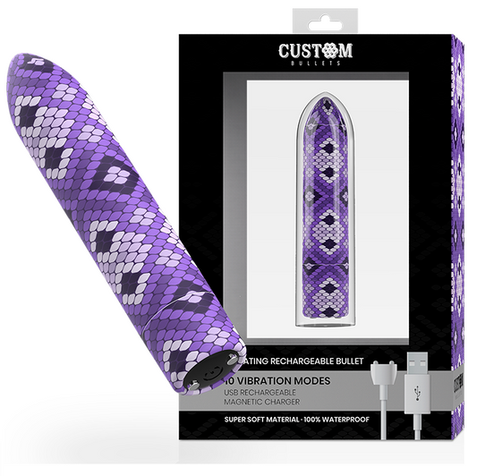 PROIETTILI PERSONALIZZATI - PROIETTILE MAGNETICO RICARICABILE SNAKE VIOLA 10 INTENSITÀ