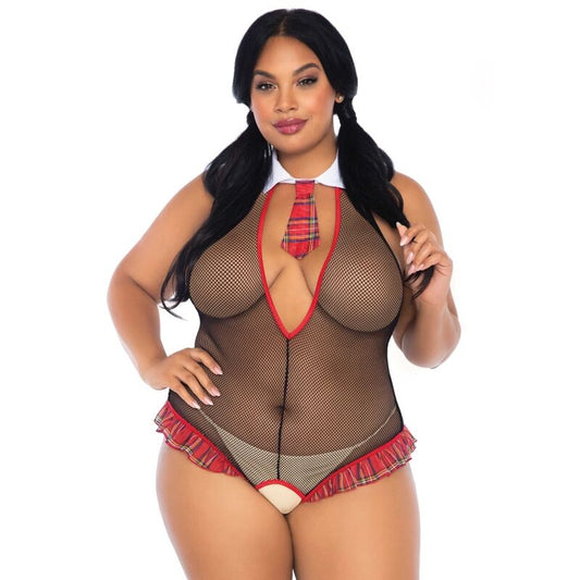 LEG AVENUE - TEDDY SIN ENTREPIERNA TIPO UNIFORME DE COLEGIALA FITNESS TALLA GRANDE