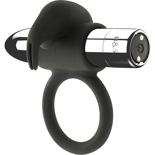 NEGRO Y PLATA - ANILLO RECARGABLE BURTON CON 10 MODOS DE VIBRACIÓN