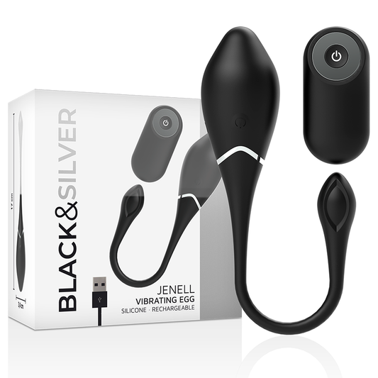 NEGRO Y PLATA - HUEVO VIBRADOR RECARGABLE JENELL